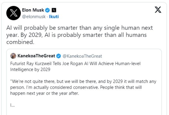 Elon Musk prediksi AI saingi kecerdasan manusia di 2029